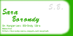 sara borondy business card